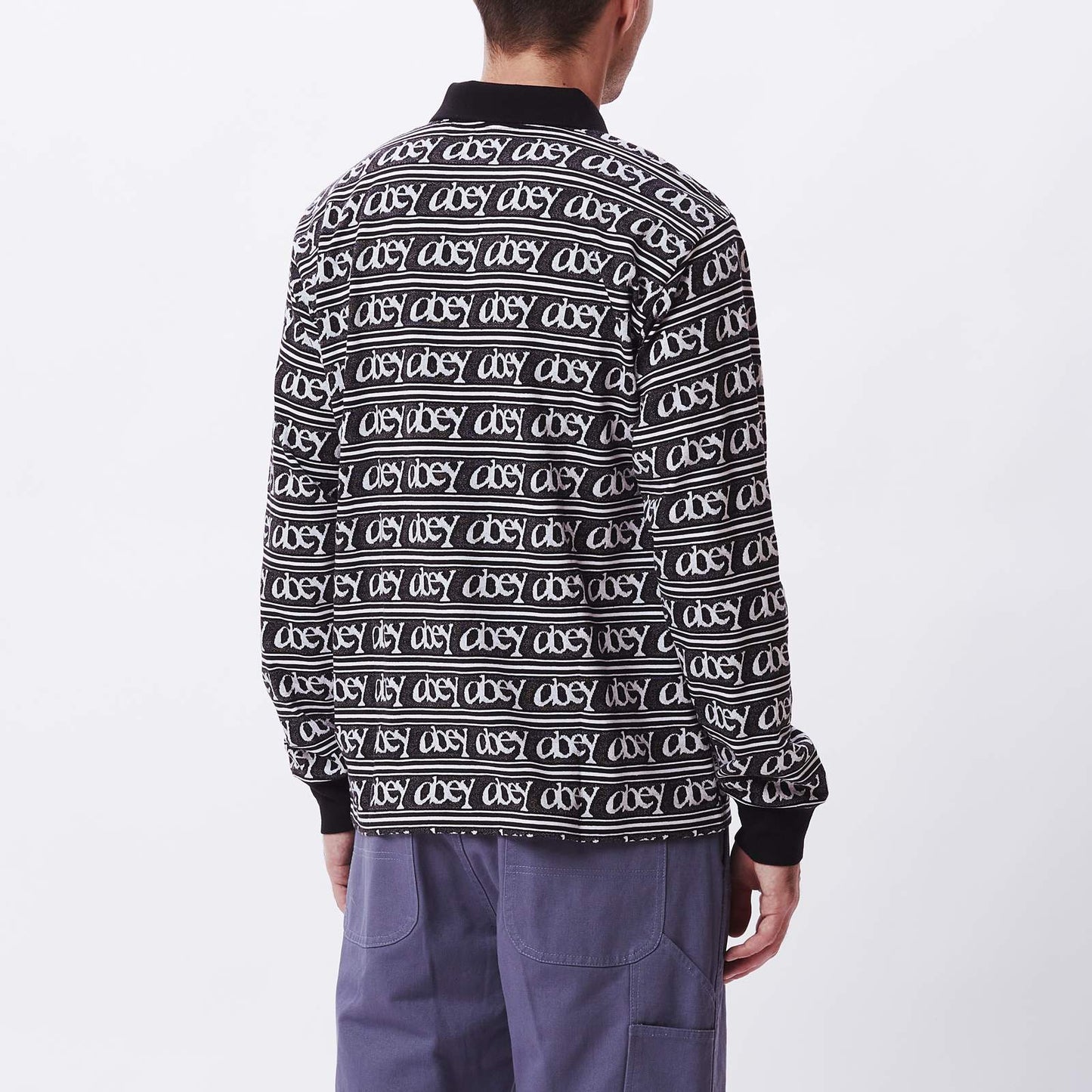 Obey Jacquard Polo Tee L/S (black/White)