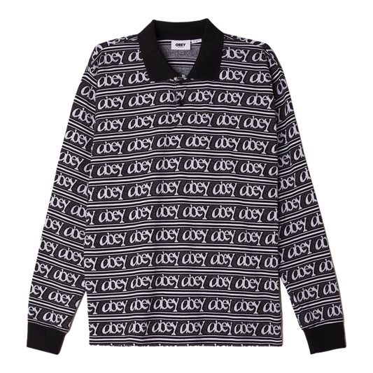 Obey Jacquard Polo Tee L/S (black/White)